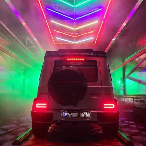 RGB · lighting experience in the wash bay